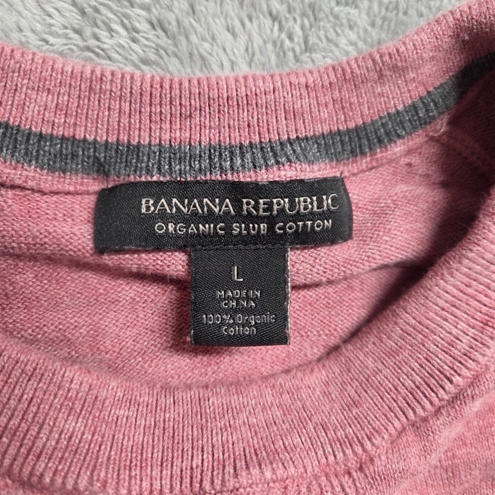 Banana‎ Republic Sweater Mens Large Red Organic Slub Cotton Pullover Raglan - Picture 9 of 13